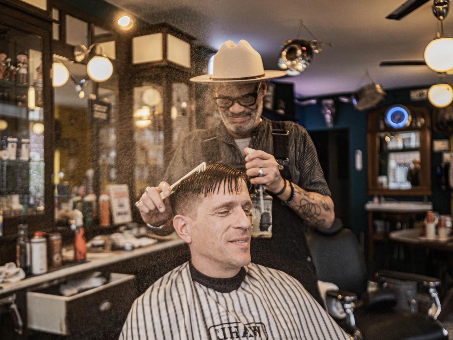 Classic barbershop scene in Winnipeg