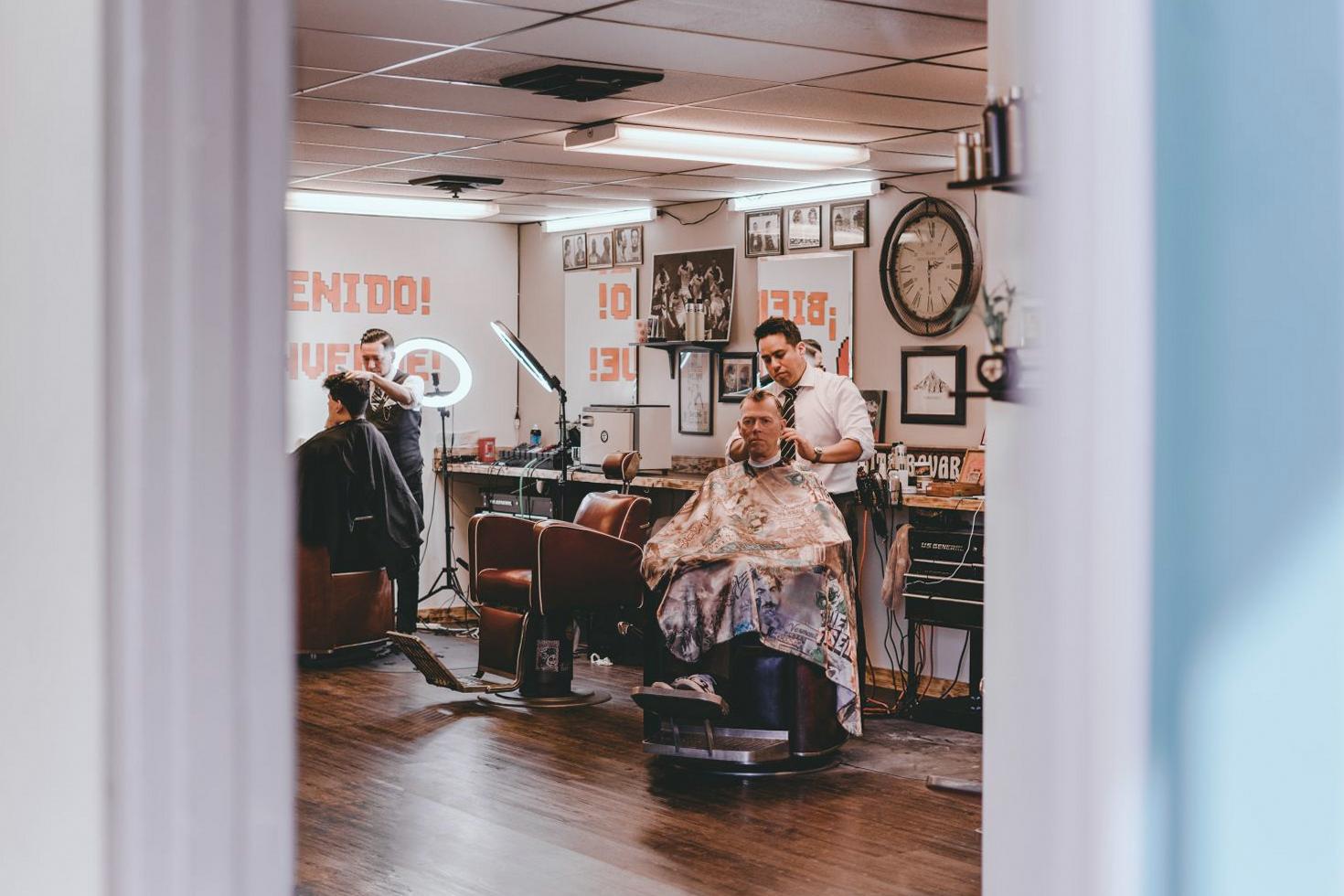 Professional barber at work
